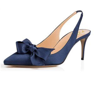 YDN Stiletto Mid Heels pumps Pointed Toe Slingback